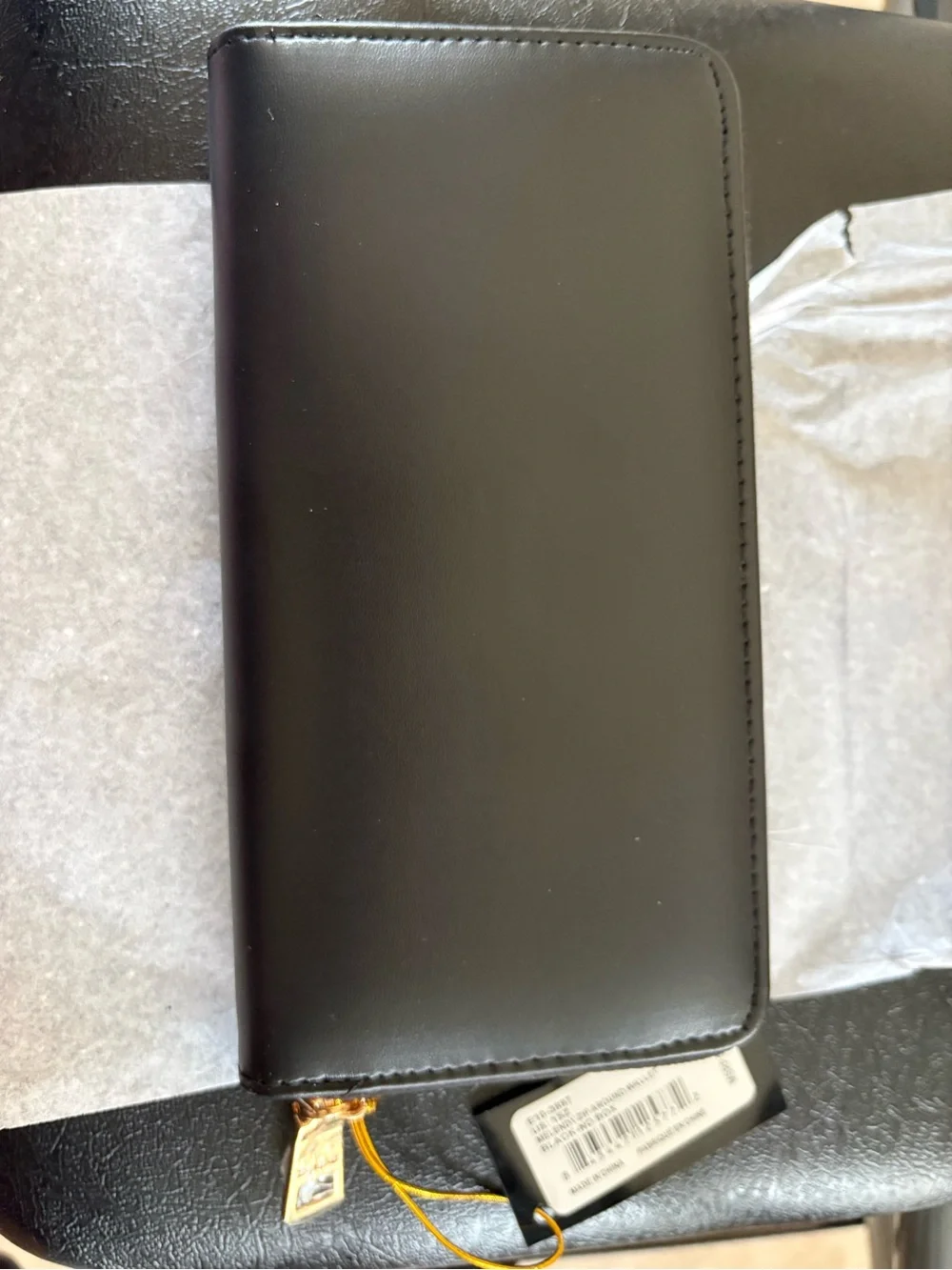 bebe Black Wallet with Gold Medallion